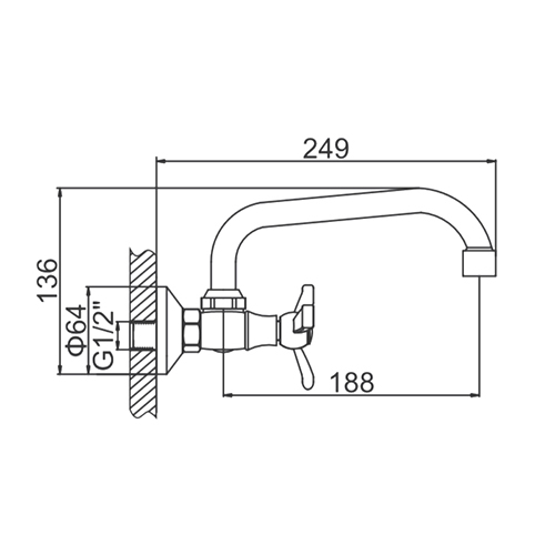 Смеситель для кухни LEDEME L4712, настенный, 1/10