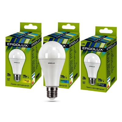 Лампочка светодиодная E27 10Вт 4500K ERGOLUX LED A60 холодный шар, 10/100