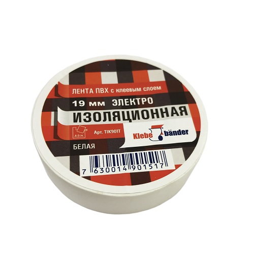 Изолента ПВХ 19мм*20м белая Klebebander TIK901T, 8/200