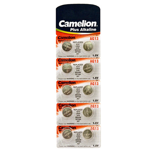 Батарейка таблетка AG13/LR44 CAMELION 357 BL-10, для фонарей, лазерн. указки, калькуляторы, 10/100