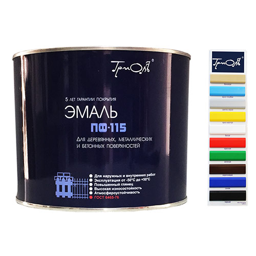 Эмаль ПФ-115 черная 1,8кг ГОСТ, ТРИОЛЬ, 6/6