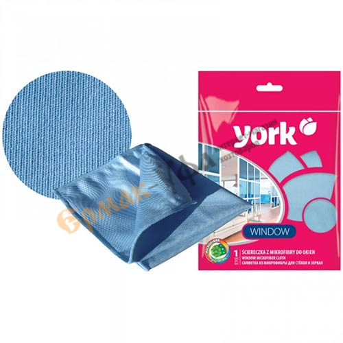 Салфетка универсальная из микрофибры для окон 30х30см YORK, 5/48